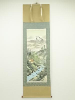 寿山筆　富士山水　肉筆絹本掛軸